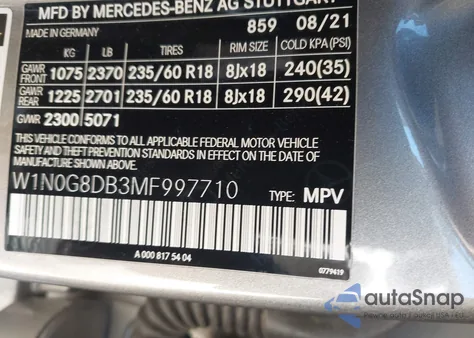 2021 Mercedes-Benz Glc 300 Suv z USA, uszkodzony, nr VIN W1N0G8DB3MF997710